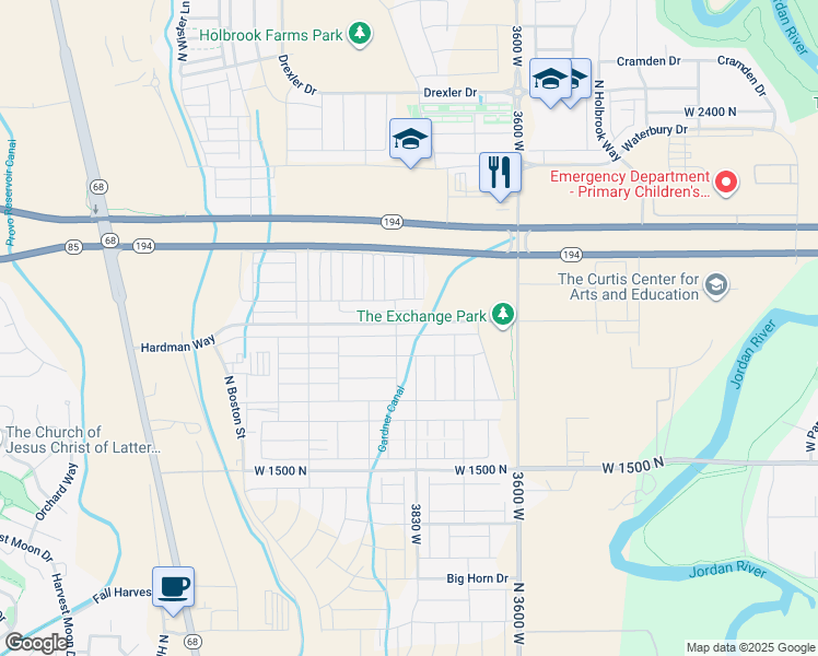 map of restaurants, bars, coffee shops, grocery stores, and more near 3852 West 1850 North in Lehi