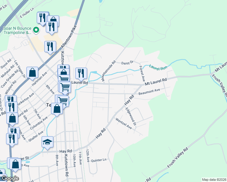 map of restaurants, bars, coffee shops, grocery stores, and more near 1301 Beaumont Avenue in Temple