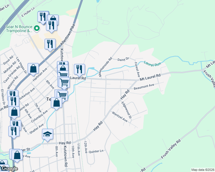 map of restaurants, bars, coffee shops, grocery stores, and more near 1301 Beaumont Avenue in Temple