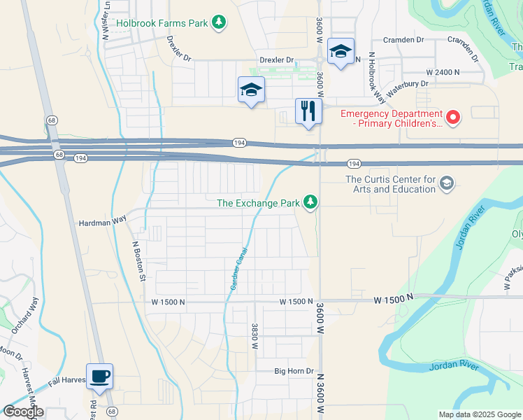 map of restaurants, bars, coffee shops, grocery stores, and more near 3820 West 1850 North in Lehi
