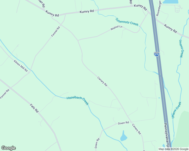 map of restaurants, bars, coffee shops, grocery stores, and more near 1680 Canary Road in Quakertown