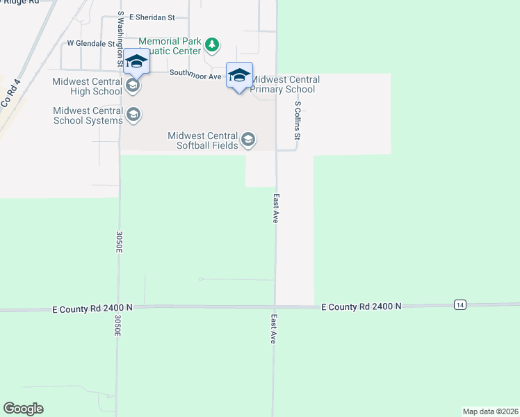 map of restaurants, bars, coffee shops, grocery stores, and more near South East Avenue in Manito