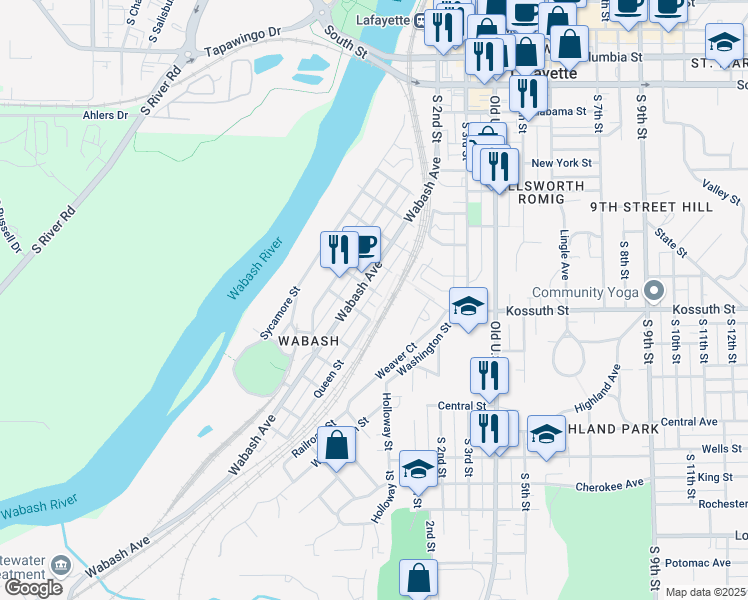 map of restaurants, bars, coffee shops, grocery stores, and more near 215 Ellsworth St in Lafayette