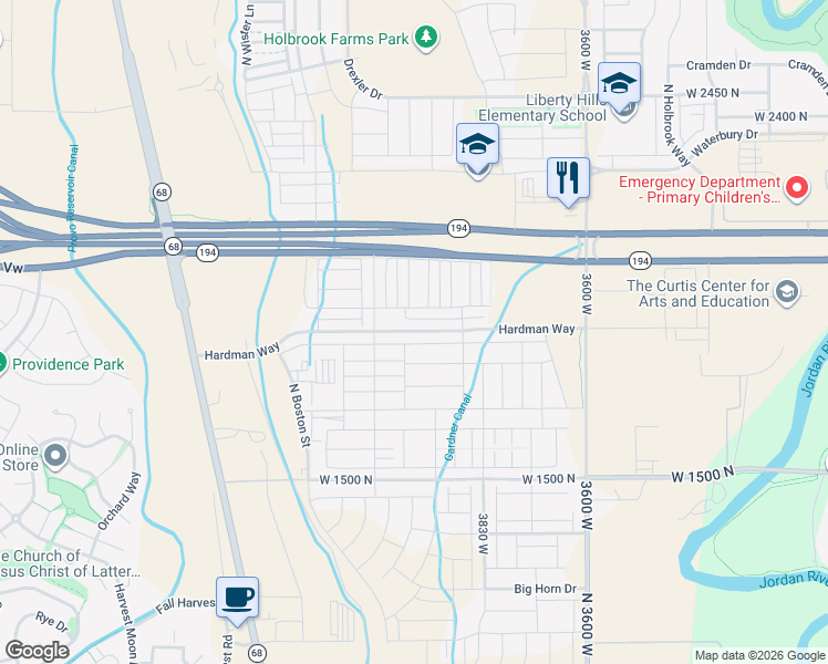 map of restaurants, bars, coffee shops, grocery stores, and more near 3984 West 1850 North in Lehi