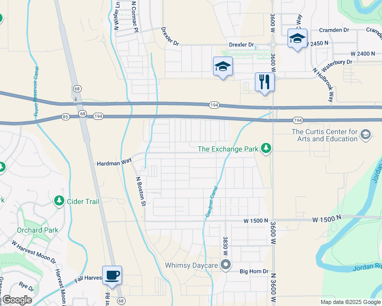 map of restaurants, bars, coffee shops, grocery stores, and more near 3984 West 1850 North in Lehi