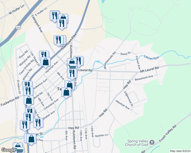 map of restaurants, bars, coffee shops, grocery stores, and more near 1141 Beaumont Avenue in Temple