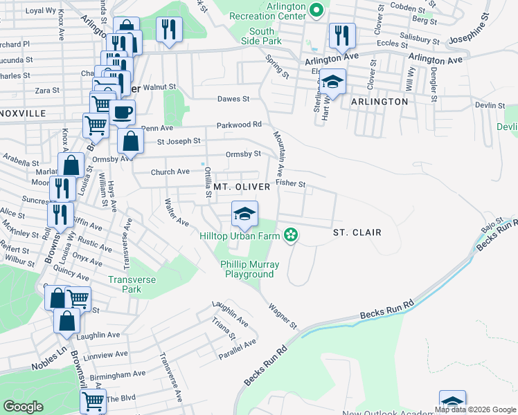 map of restaurants, bars, coffee shops, grocery stores, and more near 565 Burr Street in Pittsburgh