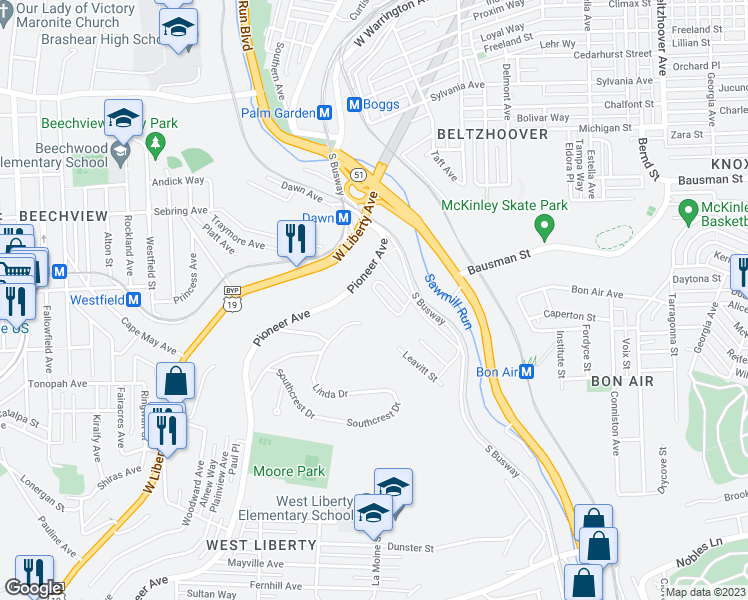 map of restaurants, bars, coffee shops, grocery stores, and more near 169 Londontowne Drive in Pittsburgh