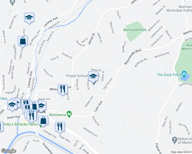 map of restaurants, bars, coffee shops, grocery stores, and more near 1624 Cedar Street in Turtle Creek