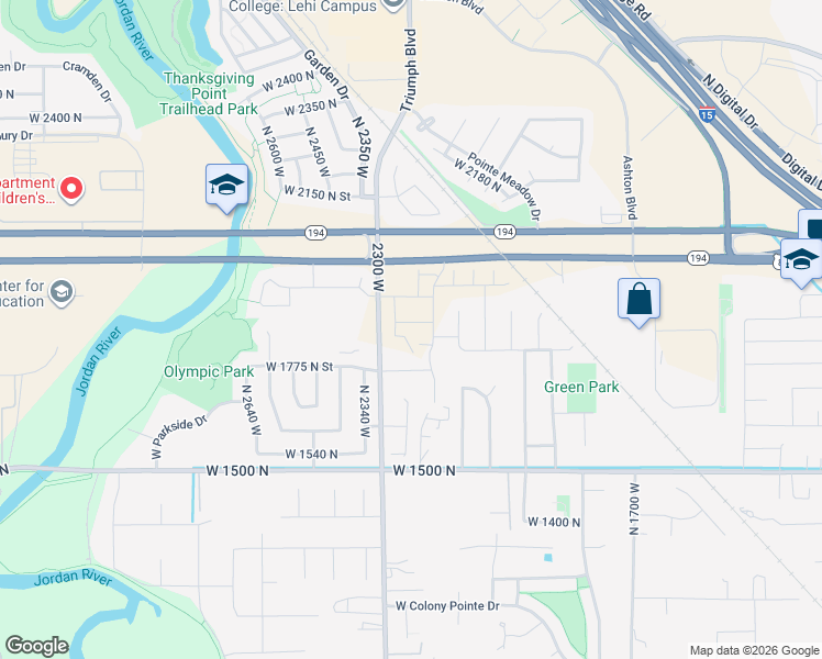 map of restaurants, bars, coffee shops, grocery stores, and more near 2263 1880 North Street in Lehi