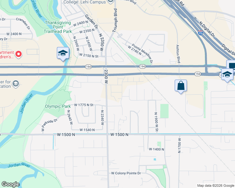 map of restaurants, bars, coffee shops, grocery stores, and more near 1880 North Street in Lehi