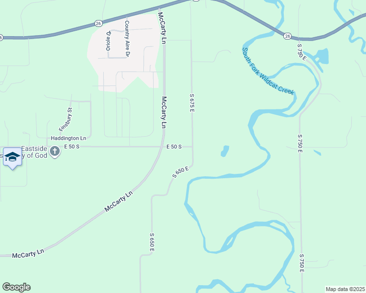 map of restaurants, bars, coffee shops, grocery stores, and more near 6473 East 50 South in Lafayette