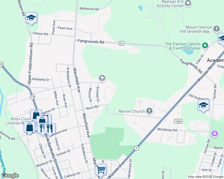 map of restaurants, bars, coffee shops, grocery stores, and more near 10 Marcia Drive in Mount Vernon