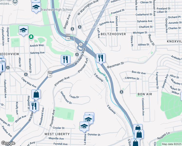 map of restaurants, bars, coffee shops, grocery stores, and more near 244 London Towne Drive in Pittsburgh
