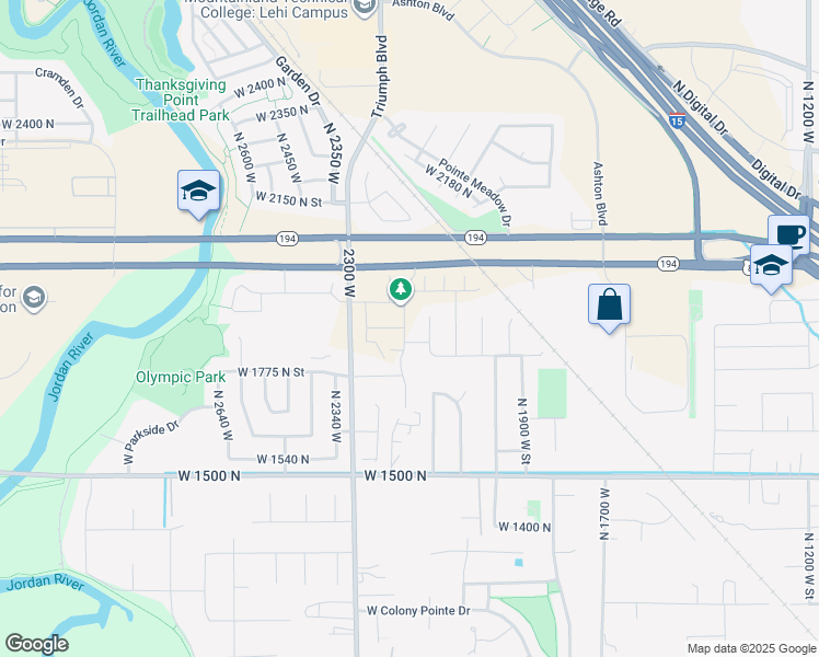 map of restaurants, bars, coffee shops, grocery stores, and more near 1870 2230 West Street in Lehi