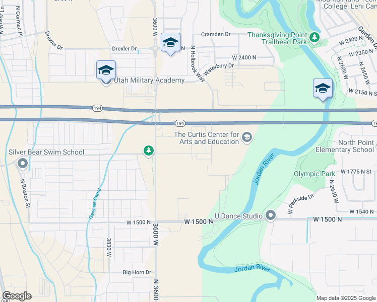map of restaurants, bars, coffee shops, grocery stores, and more near 9776 North 3600 West in Lehi
