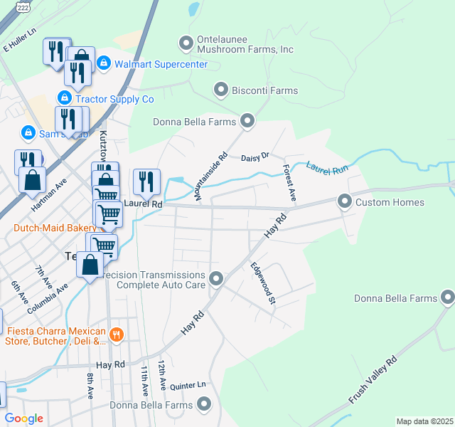 map of restaurants, bars, coffee shops, grocery stores, and more near 1310 Mount Laurel Road in Temple