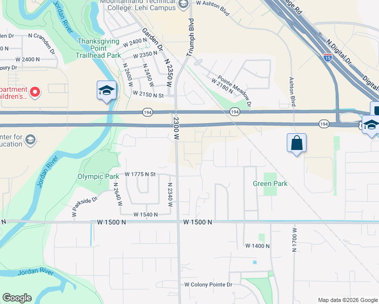 map of restaurants, bars, coffee shops, grocery stores, and more near 1880 North Street in Lehi