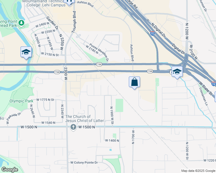 map of restaurants, bars, coffee shops, grocery stores, and more near 1884 North 1935 West in Lehi