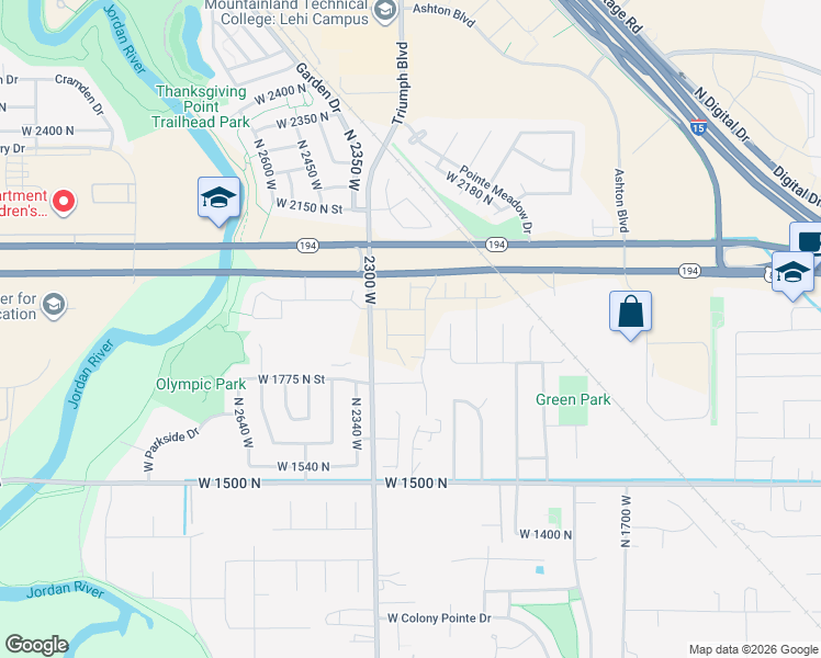 map of restaurants, bars, coffee shops, grocery stores, and more near 2248 1880 North Street in Lehi
