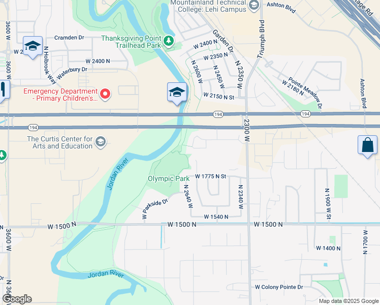 map of restaurants, bars, coffee shops, grocery stores, and more near 2575 West Cranberry Ridge Road in Lehi