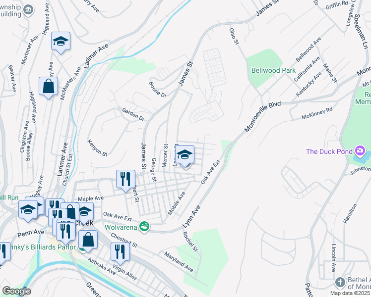 map of restaurants, bars, coffee shops, grocery stores, and more near 1623 Beech Street in Turtle Creek
