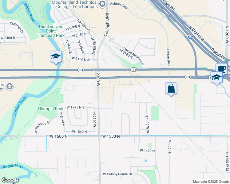 map of restaurants, bars, coffee shops, grocery stores, and more near 1896 2230 West Street in Lehi