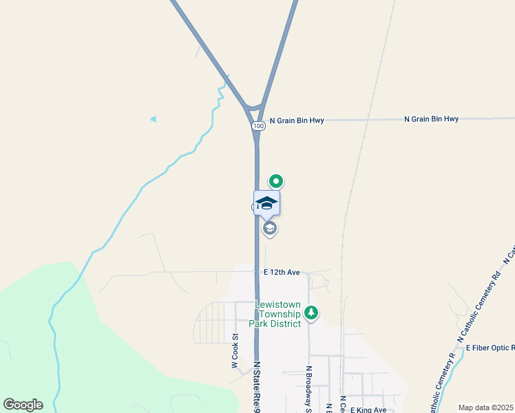 map of restaurants, bars, coffee shops, grocery stores, and more near 15205 Illinois 100 in Lewistown