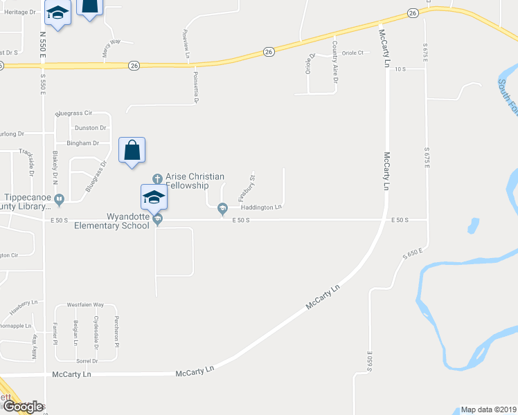 map of restaurants, bars, coffee shops, grocery stores, and more near Haddington Lane in Tippecanoe County