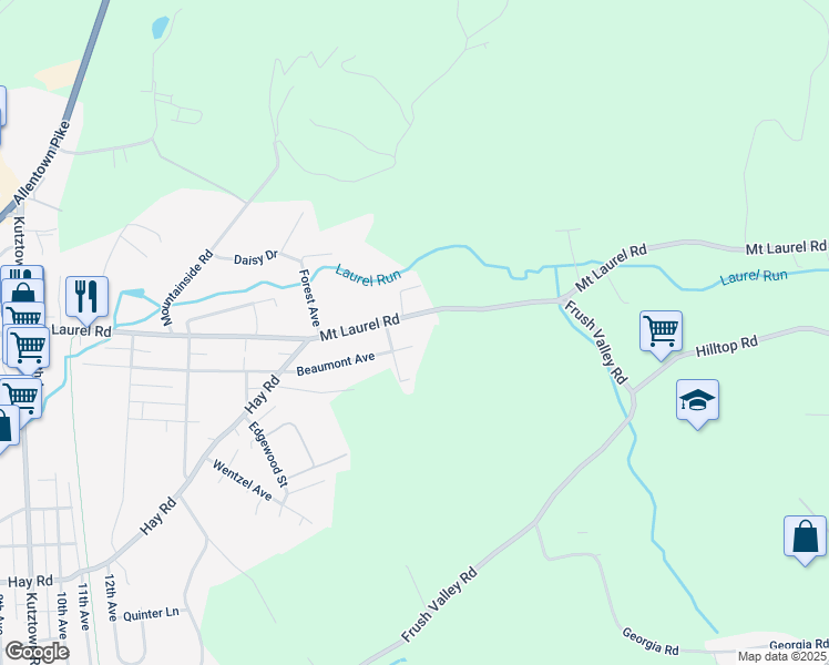 map of restaurants, bars, coffee shops, grocery stores, and more near 1714 Mount Laurel Road in Temple
