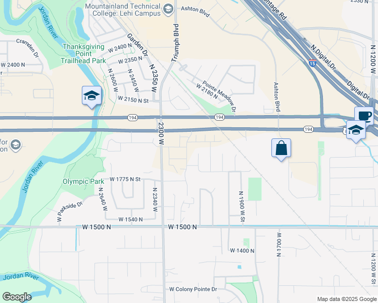 map of restaurants, bars, coffee shops, grocery stores, and more near 1908 2230 West Street in Lehi
