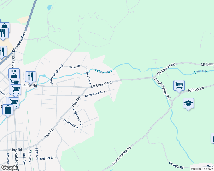 map of restaurants, bars, coffee shops, grocery stores, and more near 1620 Mount Laurel Road in Temple