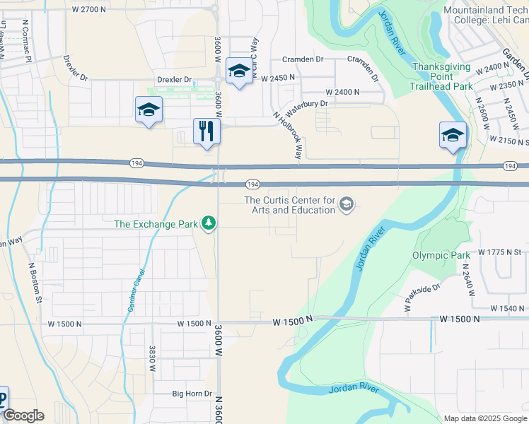 map of restaurants, bars, coffee shops, grocery stores, and more near 9814 North 10400 West in Lehi