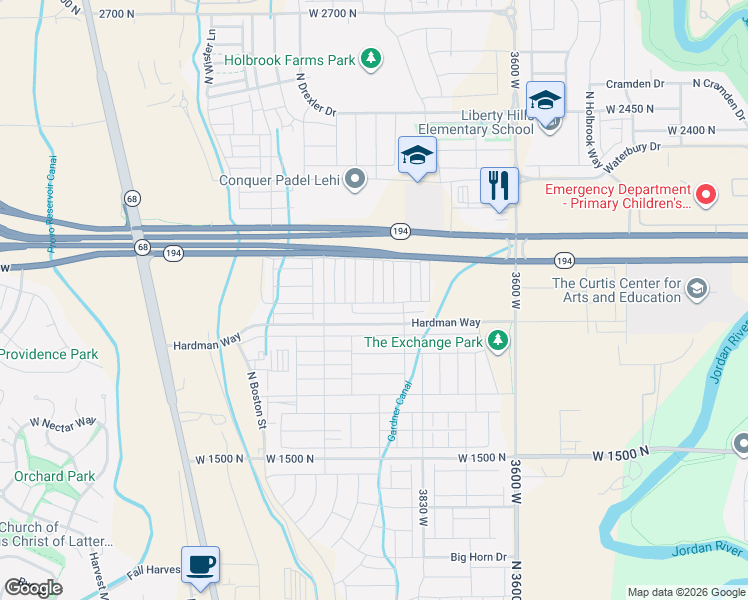 map of restaurants, bars, coffee shops, grocery stores, and more near 1996 4010 West in Lehi