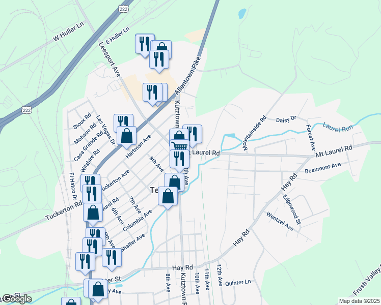 map of restaurants, bars, coffee shops, grocery stores, and more near 5011 Temple Avenue in Temple