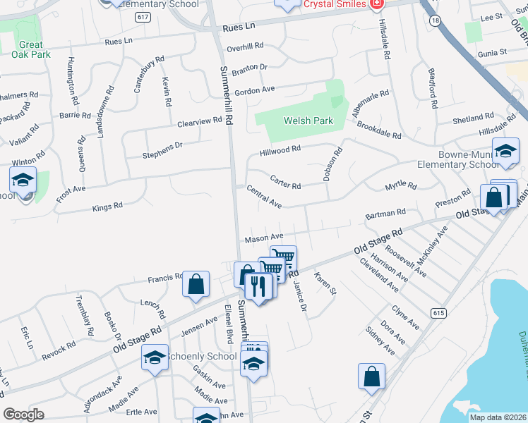 map of restaurants, bars, coffee shops, grocery stores, and more near 4 Barton Court in East Brunswick