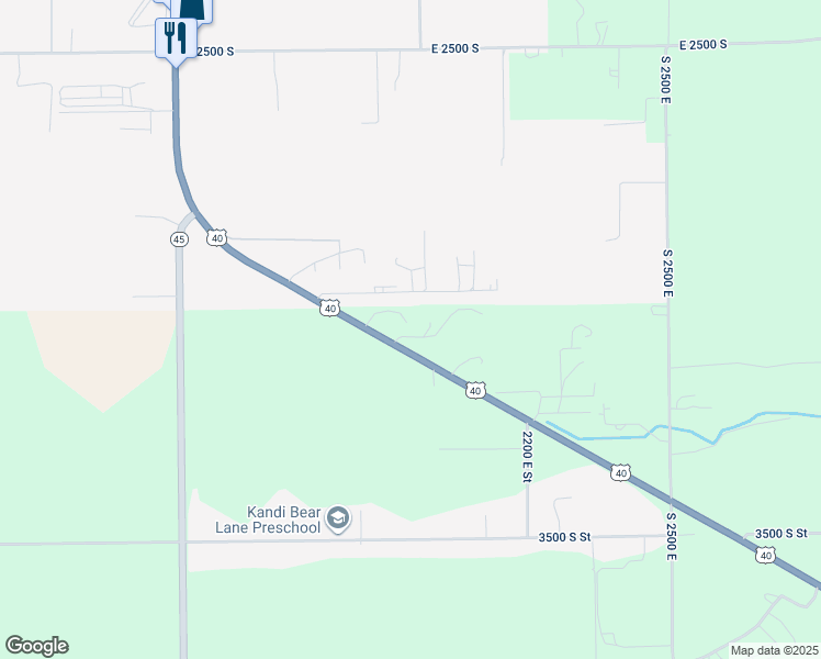 map of restaurants, bars, coffee shops, grocery stores, and more near 1971 East 3050 South in Vernal