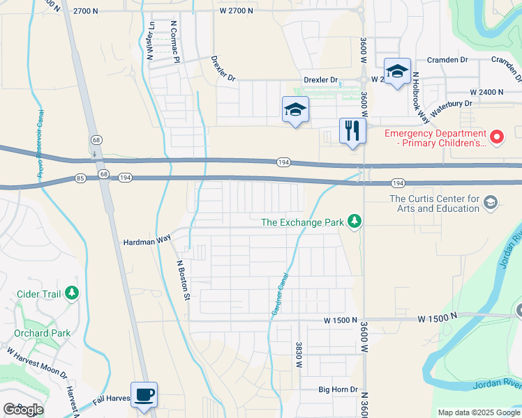 map of restaurants, bars, coffee shops, grocery stores, and more near 3956 West 1850 North in Lehi