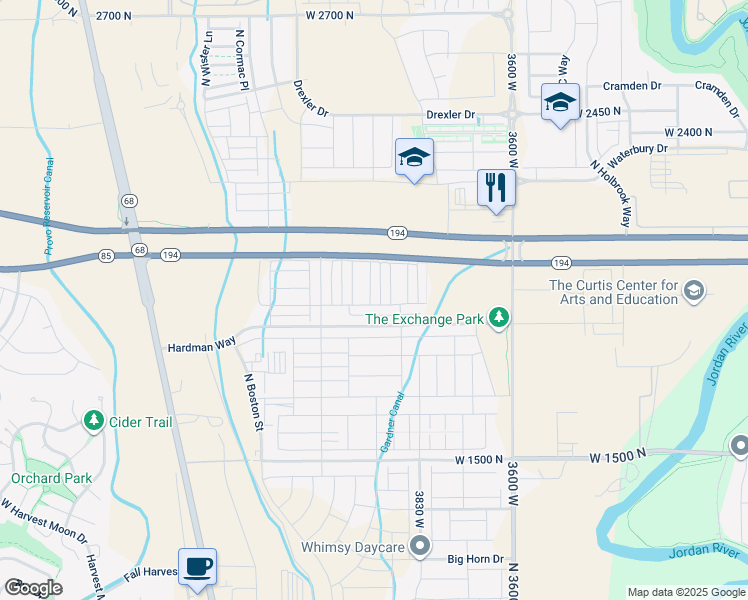 map of restaurants, bars, coffee shops, grocery stores, and more near 1051 North 3930 West in Eagle Mountain