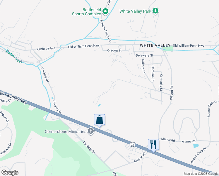map of restaurants, bars, coffee shops, grocery stores, and more near 6412 Lindsey Lane in Export