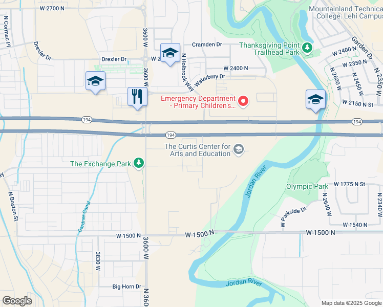 map of restaurants, bars, coffee shops, grocery stores, and more near West 2100 North in Lehi
