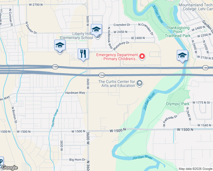 map of restaurants, bars, coffee shops, grocery stores, and more near 1965 North 3410 West in Eagle Mountain