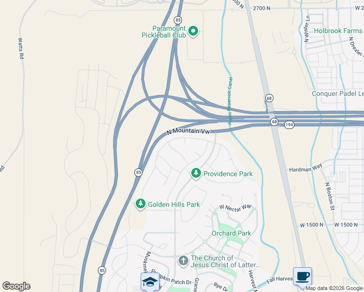 map of restaurants, bars, coffee shops, grocery stores, and more near 2701 North Red Clover Circle in Saratoga Springs