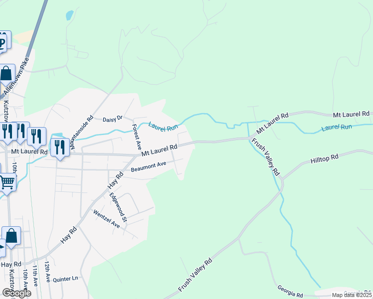 map of restaurants, bars, coffee shops, grocery stores, and more near 1714 Mount Laurel Road in Temple