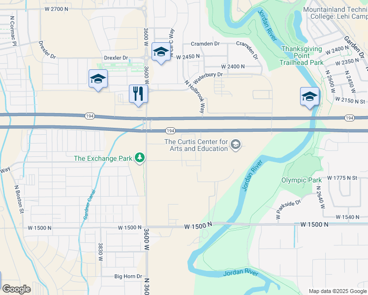 map of restaurants, bars, coffee shops, grocery stores, and more near 1936 North 3410 West in Lehi