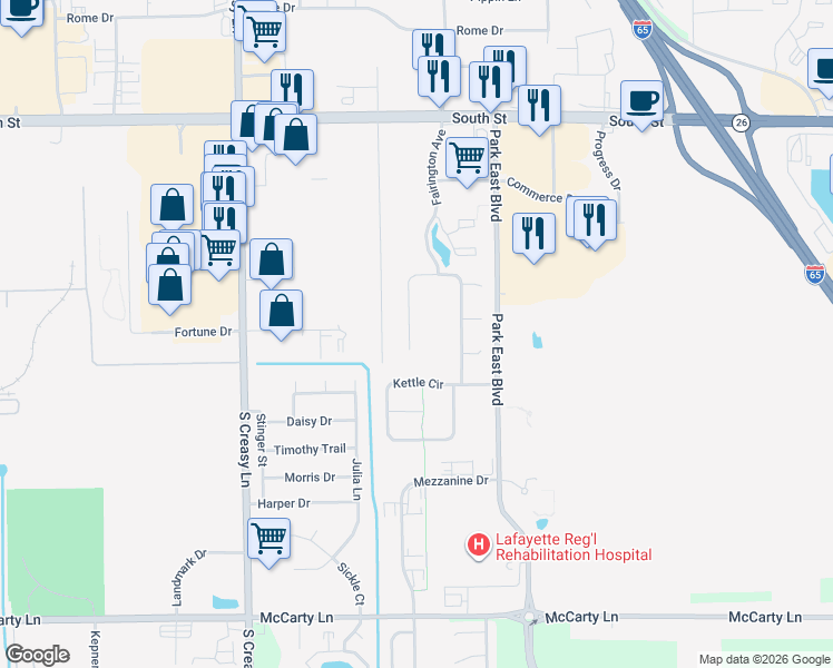 map of restaurants, bars, coffee shops, grocery stores, and more near 515 Vineyards Court in Lafayette