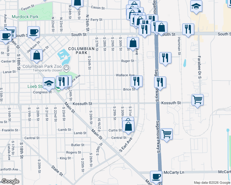 map of restaurants, bars, coffee shops, grocery stores, and more near 608 South 30th Street in Lafayette