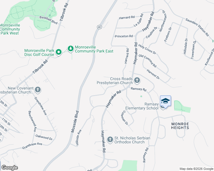 map of restaurants, bars, coffee shops, grocery stores, and more near 941 Harvard Road in Monroeville