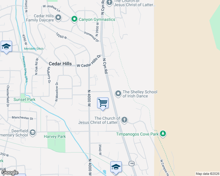 map of restaurants, bars, coffee shops, grocery stores, and more near 9061 North Canyon Heights Drive in Cedar Hills