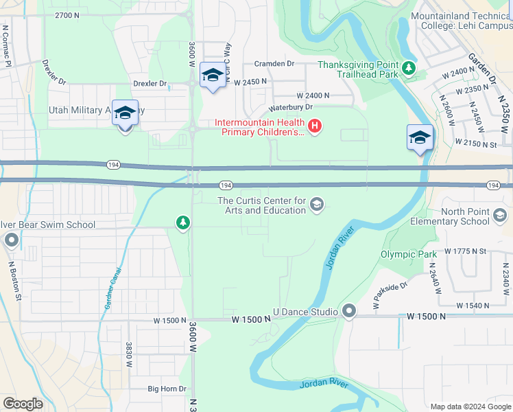 map of restaurants, bars, coffee shops, grocery stores, and more near 1937 3330 West in Lehi